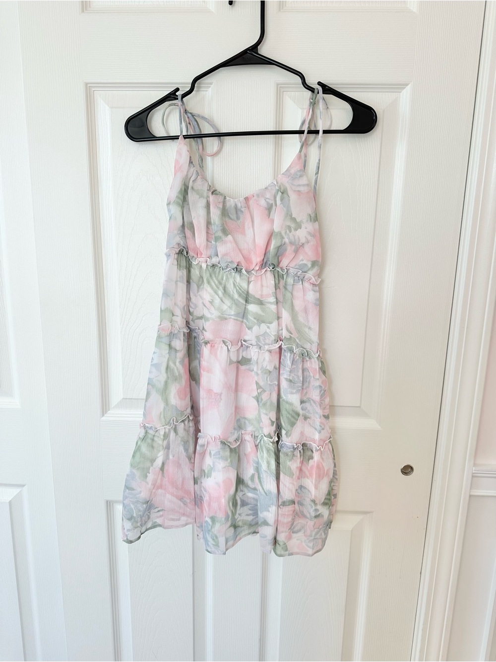Floral Pink & Green Tiered Sundress for Girls